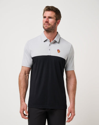 ASU Drop Back Polo Heather Grey/Black | Travis Mathew