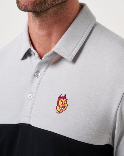 ASU Drop Back Polo Heather Grey/Black | Travis Mathew