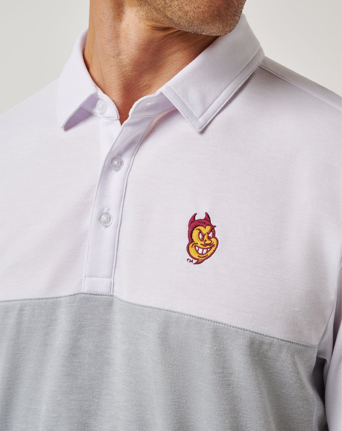 ASU Drop Back Polo White/Heather Grey | Travis Mathew
