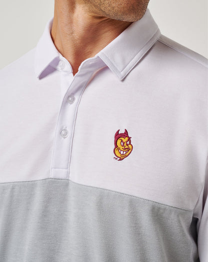 ASU Drop Back Polo White/Heather Grey | Travis Mathew