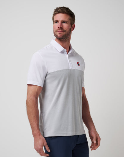 Stanford Drop Back Polo White/Heather Grey | Travis Mathew