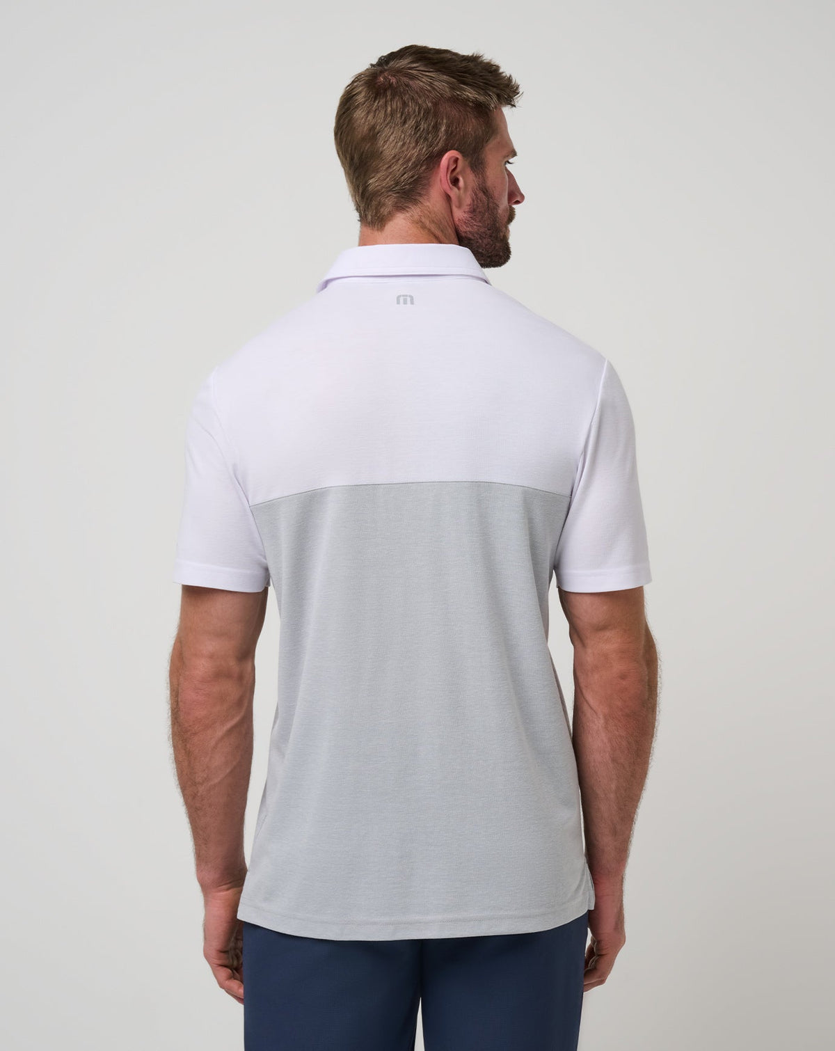 Stanford Drop Back Polo White/Heather Grey | Travis Mathew