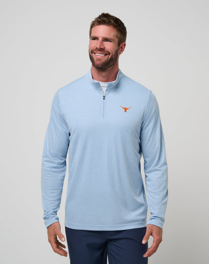 UT Austin Time To Tailgate Quarter Zip Heather Blue | Travis Mathew