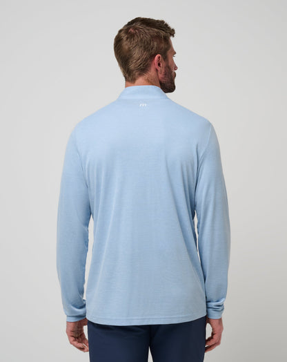 UT Austin Time To Tailgate Quarter Zip Heather Blue | Travis Mathew