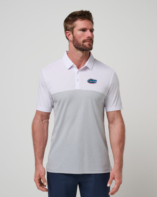 Florida Drop Back Polo White/Heather Grey | Travis Mathew