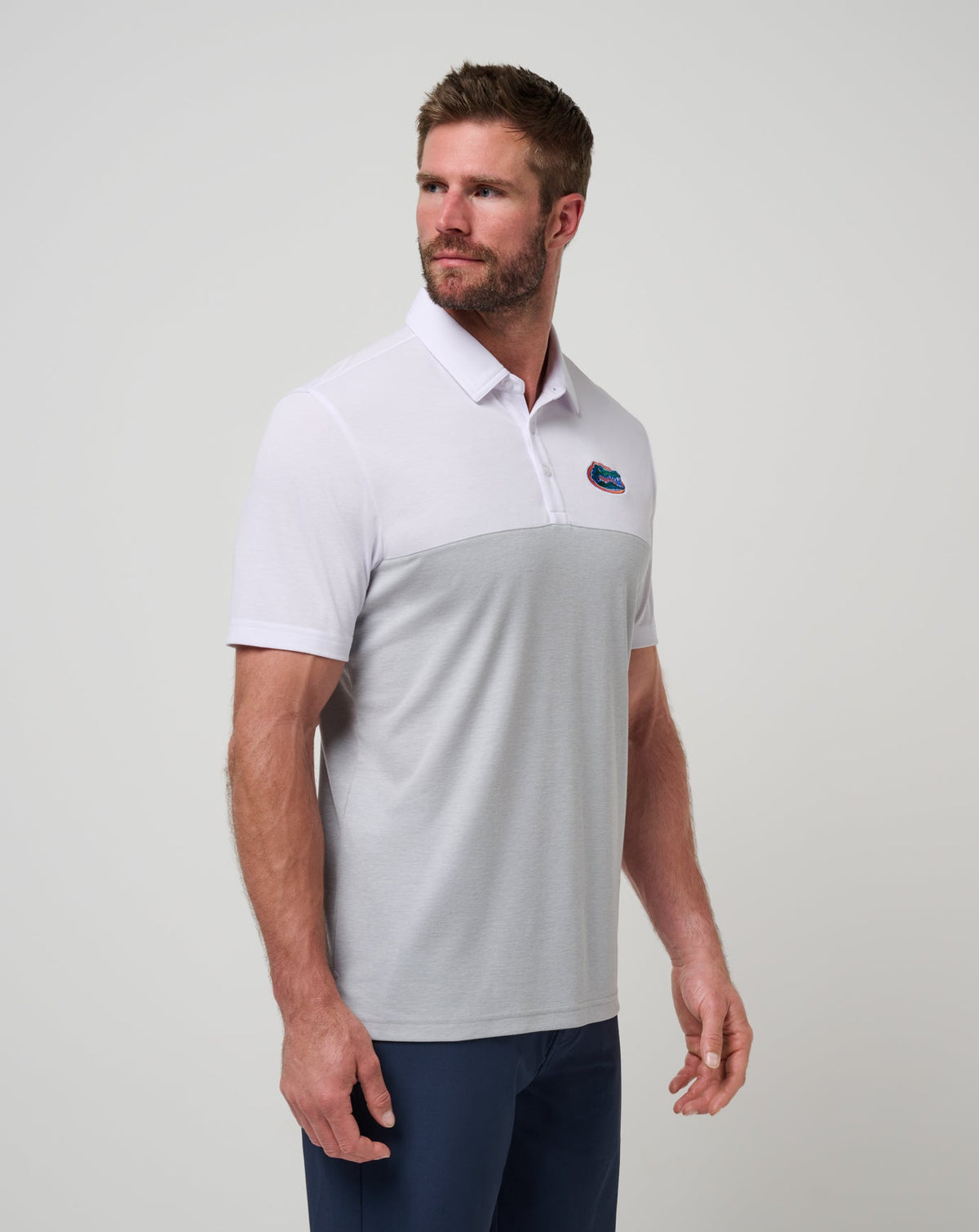 Florida Drop Back Polo White/Heather Grey | Travis Mathew