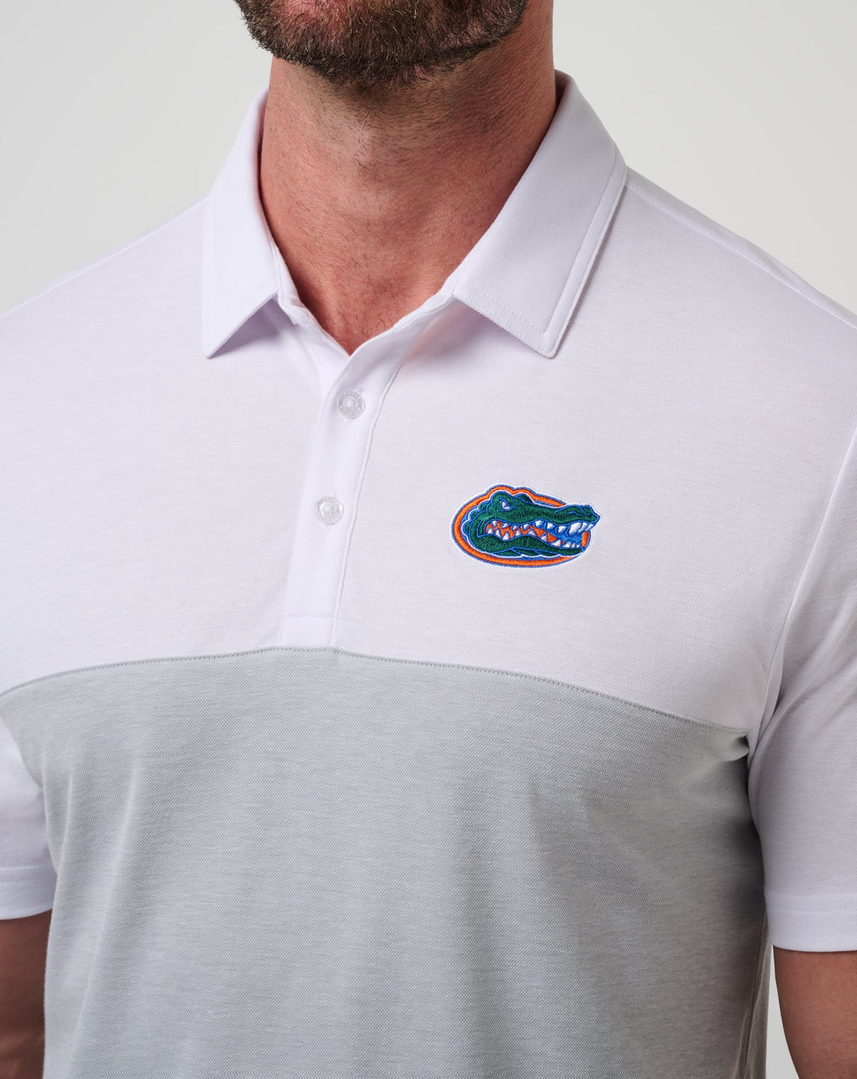 Florida Drop Back Polo White/Heather Grey | Travis Mathew