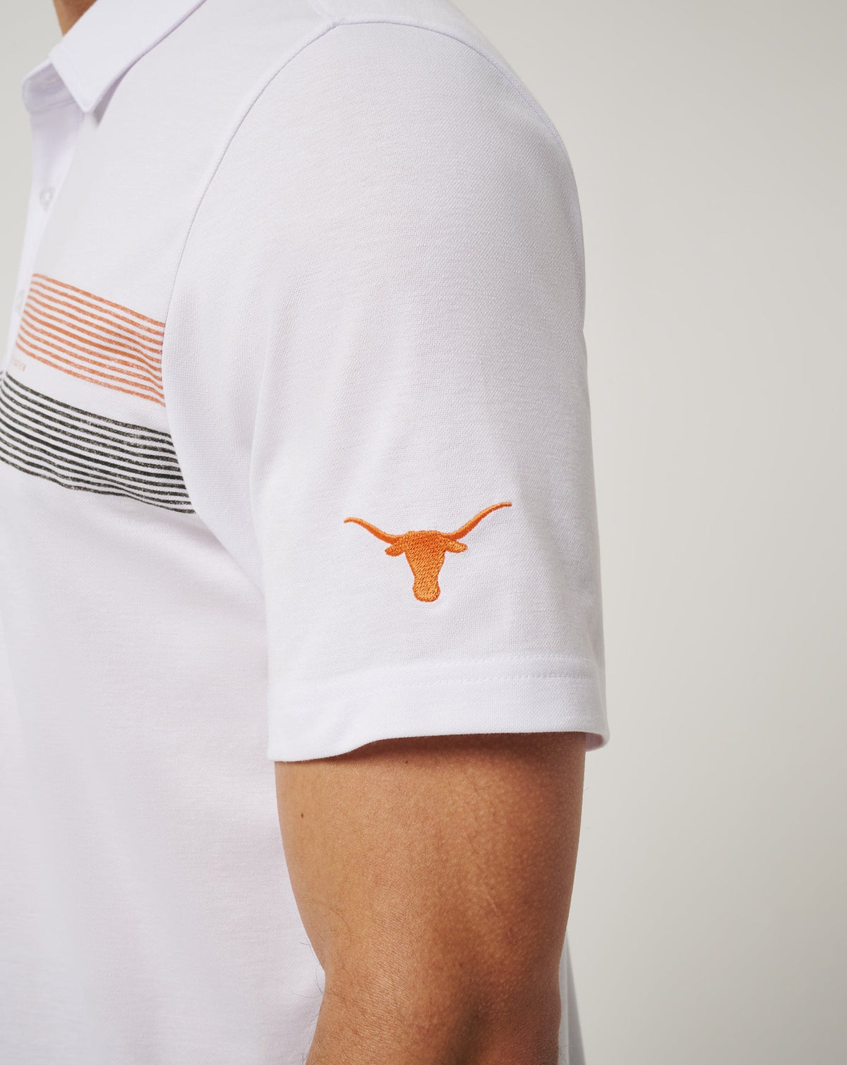 UT Austin Top Recruit Polo White/Orange | Travis Mathew