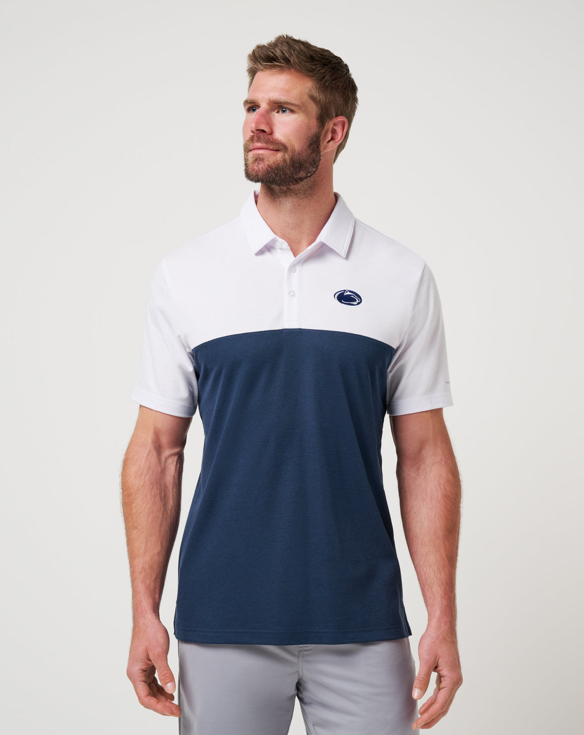 PSU Drop Back Polo White/Navy | Travis Mathew