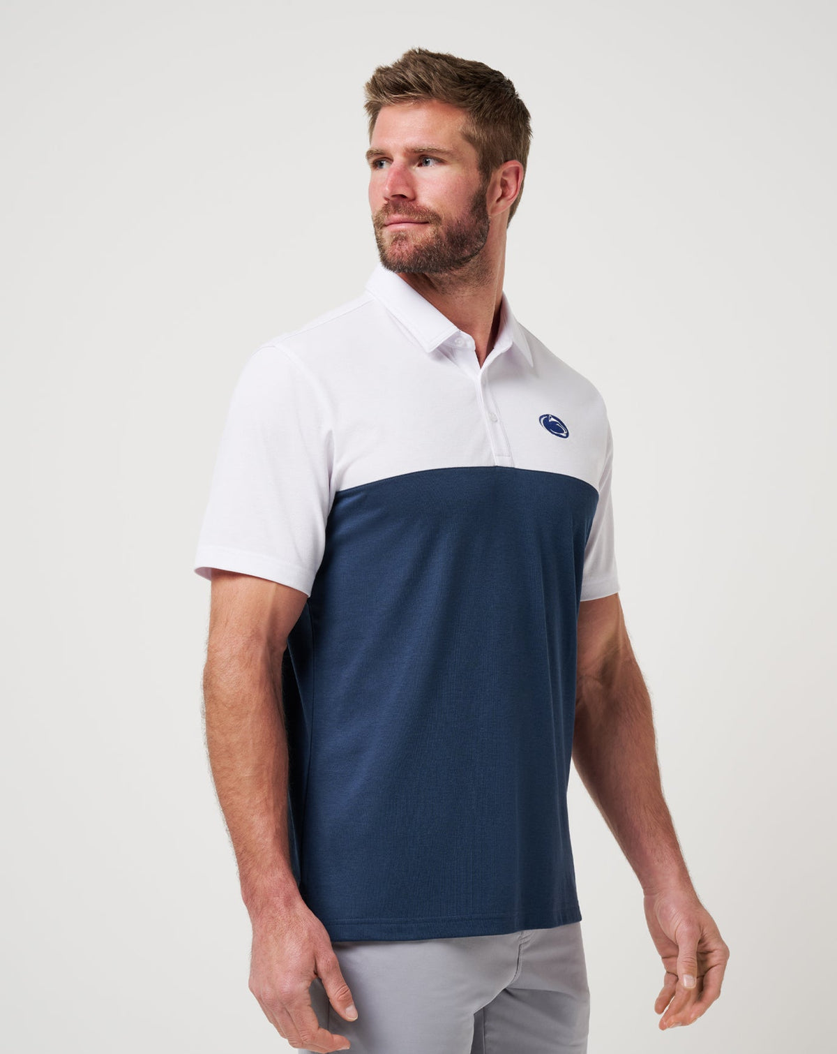 PSU Drop Back Polo White/Navy | Travis Mathew
