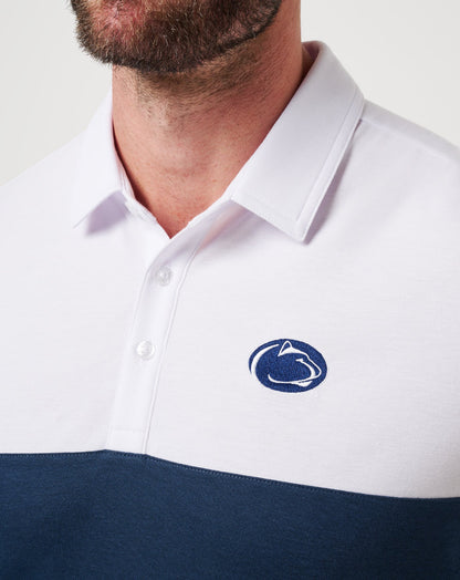 PSU Drop Back Polo White/Navy | Travis Mathew