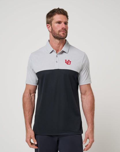 Utah Drop Back Polo Heather Grey/Black | Travis Mathew