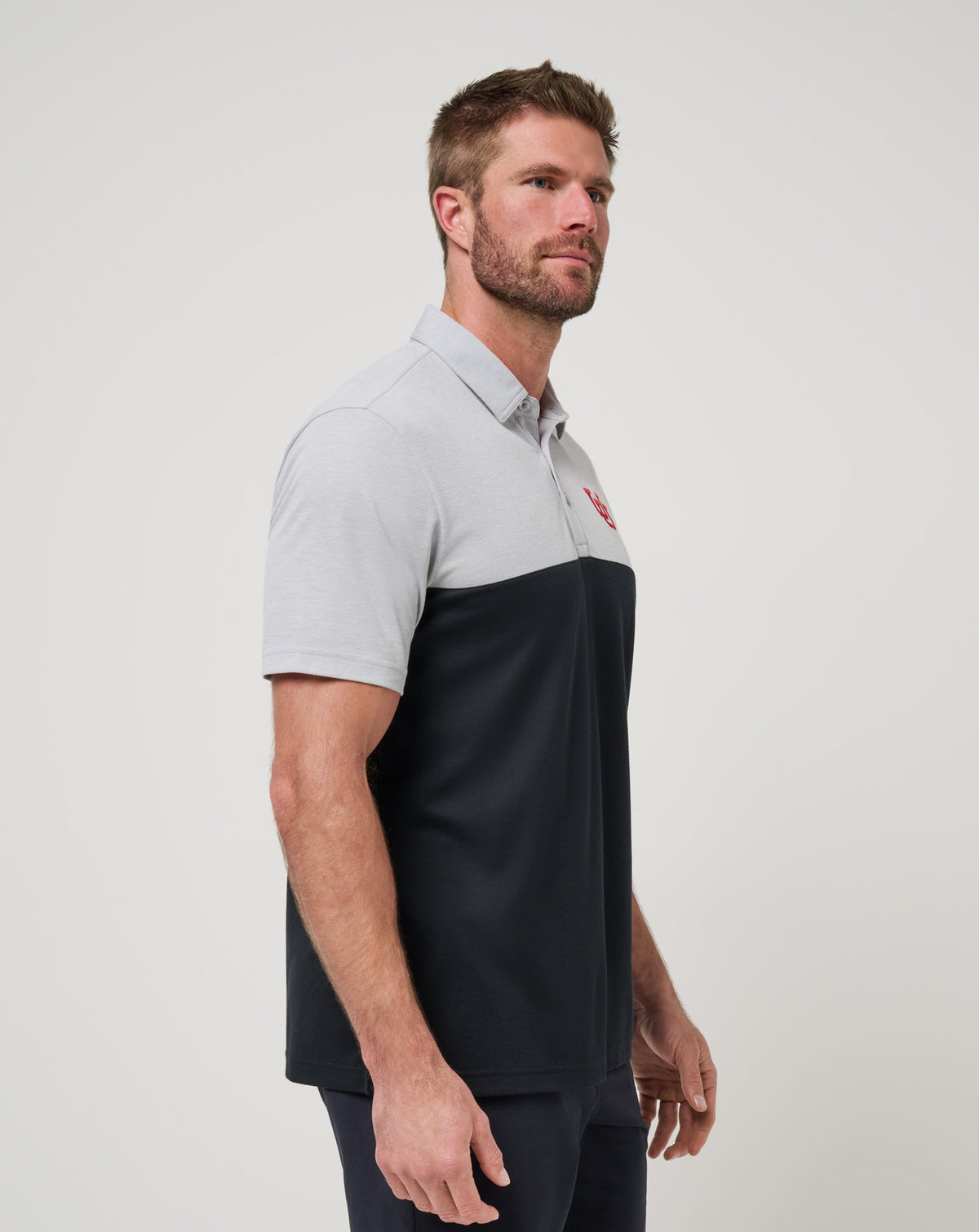 Utah Drop Back Polo Heather Grey/Black | Travis Mathew