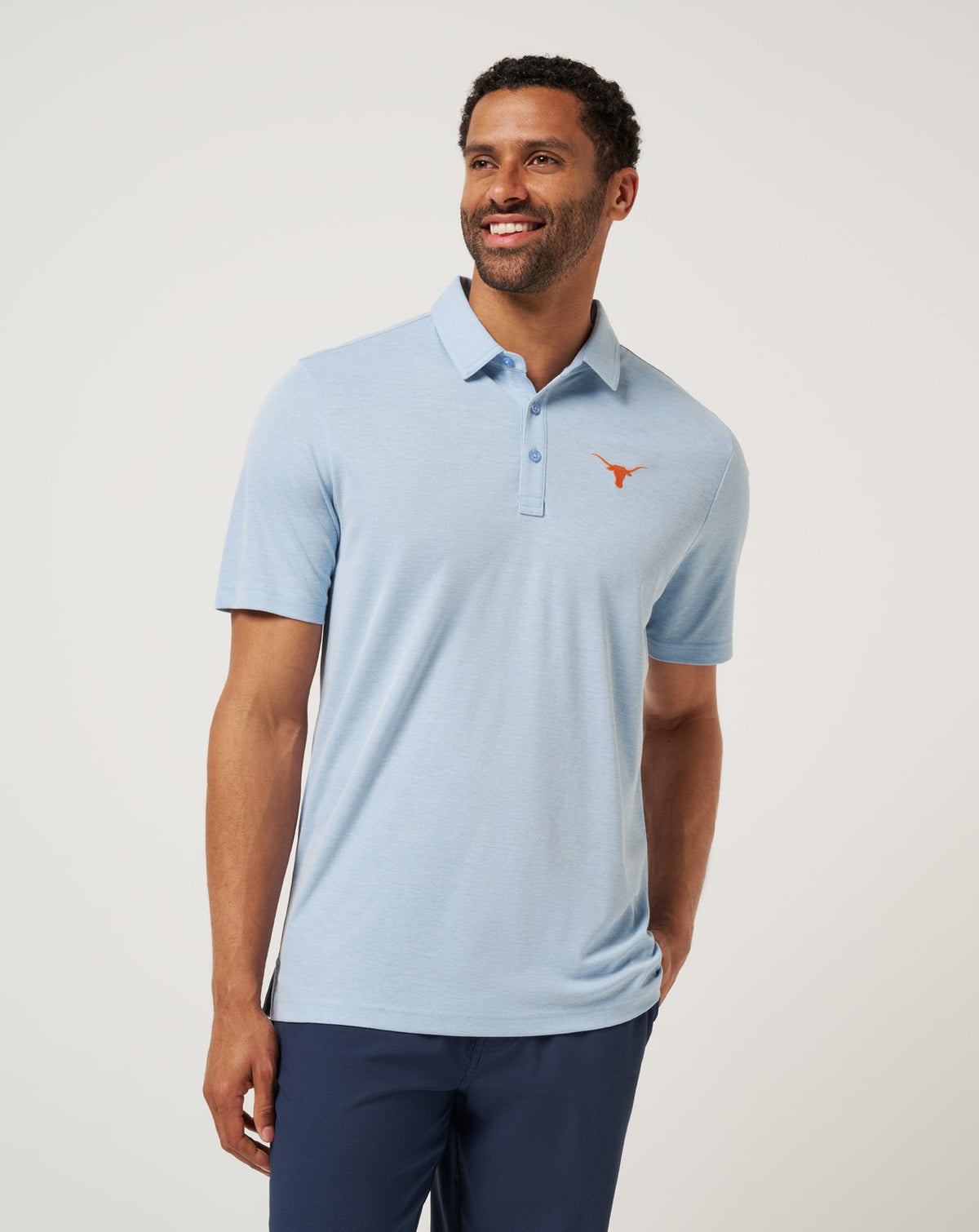 UT Austin School Pride Polo Heather Blue | Travis Mathew