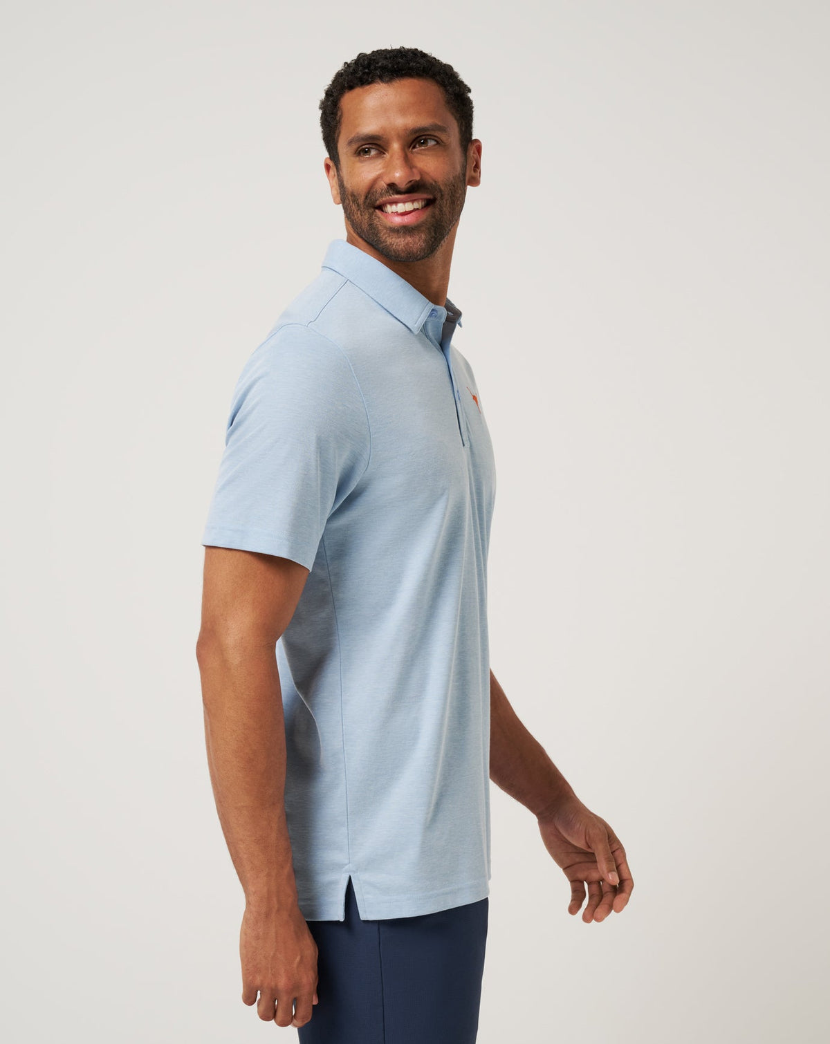 UT Austin School Pride Polo Heather Blue | Travis Mathew
