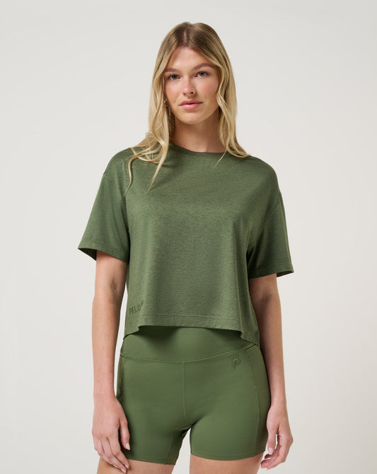 Always Forever Tee Heather Bronze Green | Travis Mathew